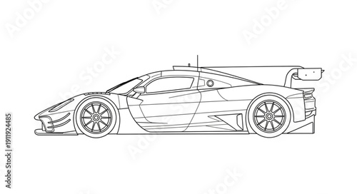 Racing Car Side View Illustration.