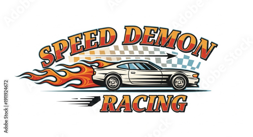 Racing Car Speed Demon Logo Design.
