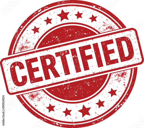 Red Certified Grunge Rubber Stamp Icon