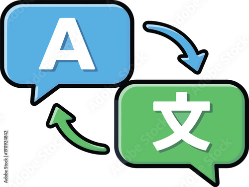 Language Translation Speech Bubbles Icon with Arrows