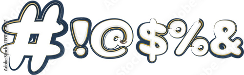 Shiny punctuation symbols with black outline