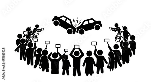 Protesters Surrounding Cars with Signs.