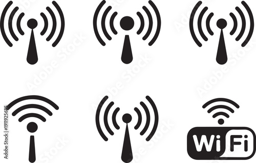 WiFi signal wireless network icons set