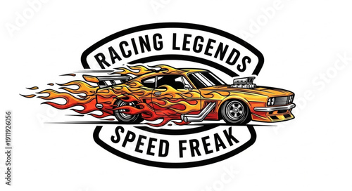 Racing Car Flame Design Logo.
