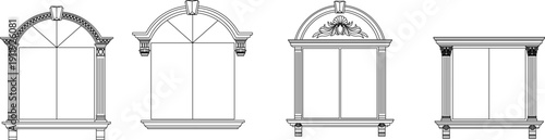 Technical vector illustration of an intricate carved panel featuring traditional acanthus foliage and scrollwork in a symmetrical composition