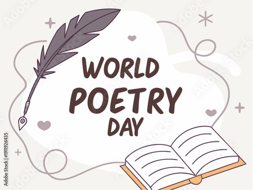 World Poetry Day Creative Writing and Literature Flat Vector