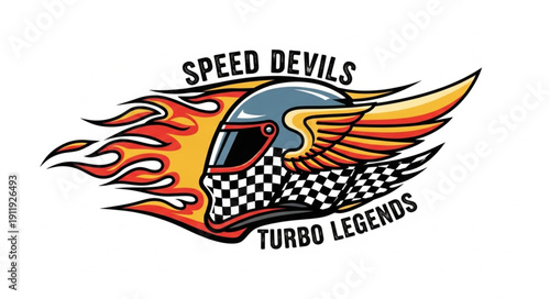 Racing Car Logo with Flames.