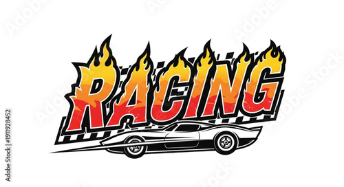 Racing Car Speed Flame Graphic Design.