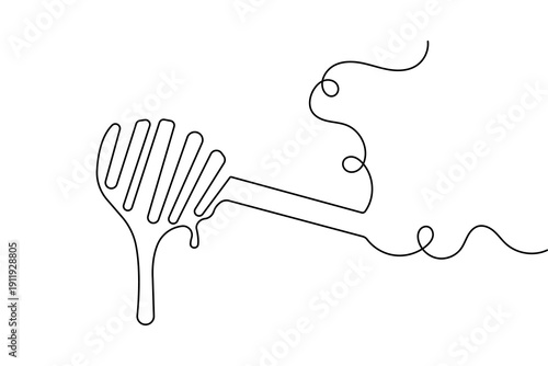 Vector illustration of honey dripping in a continuous one line drawing and minimalist style isolate