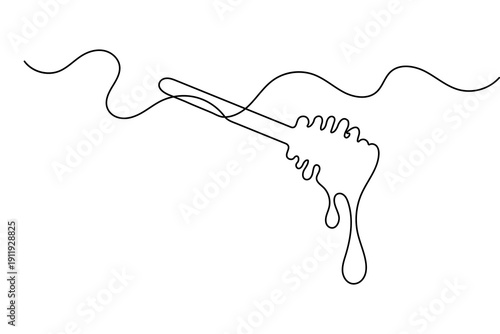 Vector illustration of honey dripping in a continuous one line drawing and minimalist style isolate