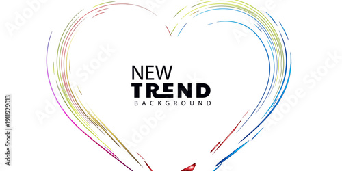 heart shape with colorful lines and new trend background