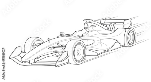 Racing Car Speeding Down Track.