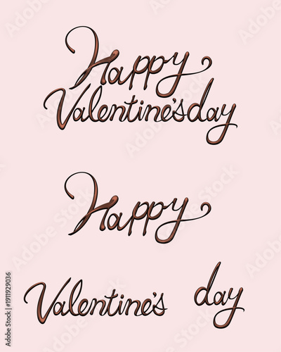 Happy Valentine's Day Chocolate Calligraphy Text Vector Illustration