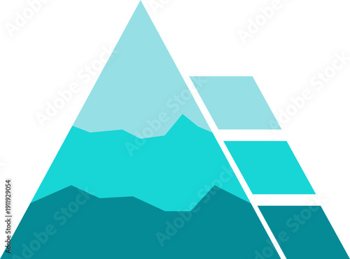 Mountain peak path goals, target, progress infographic illustration for business, company presentation. Vector isolated.