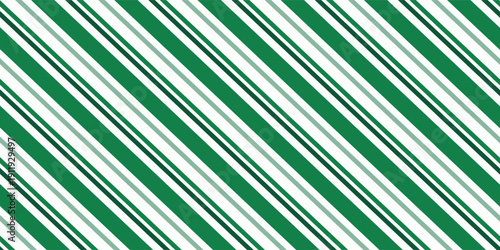 Vintage green candy cane stripes Christmas holiday Vector Pattern. Retro french horizontal ticking stripes green white seamless pattern.