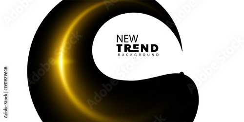 New trend background with gold glow and black curve