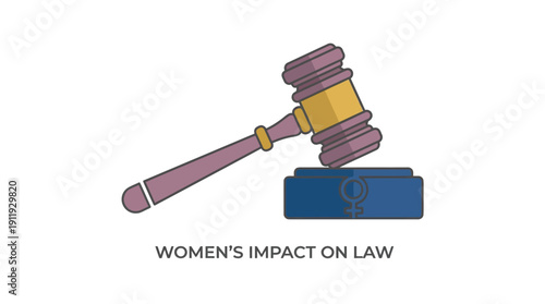 Women Judges, Gavel Female Symbol, Law Justice Equality, Flat Vector Illustration, Isolated Graphic Icon