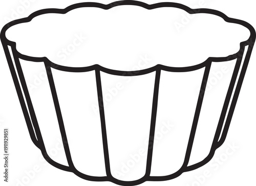 Simple line drawing of a fluffy cupcake with frosting