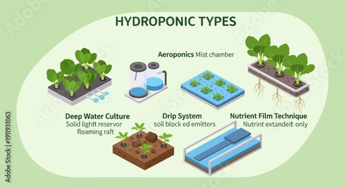 Different Hydroponic Systems for Plant Growth.