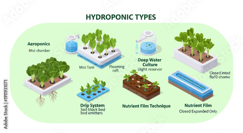 Different Hydroponic Systems for Plant Growth.