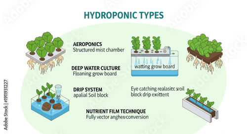 Different Hydroponic Systems for Plant Growth.