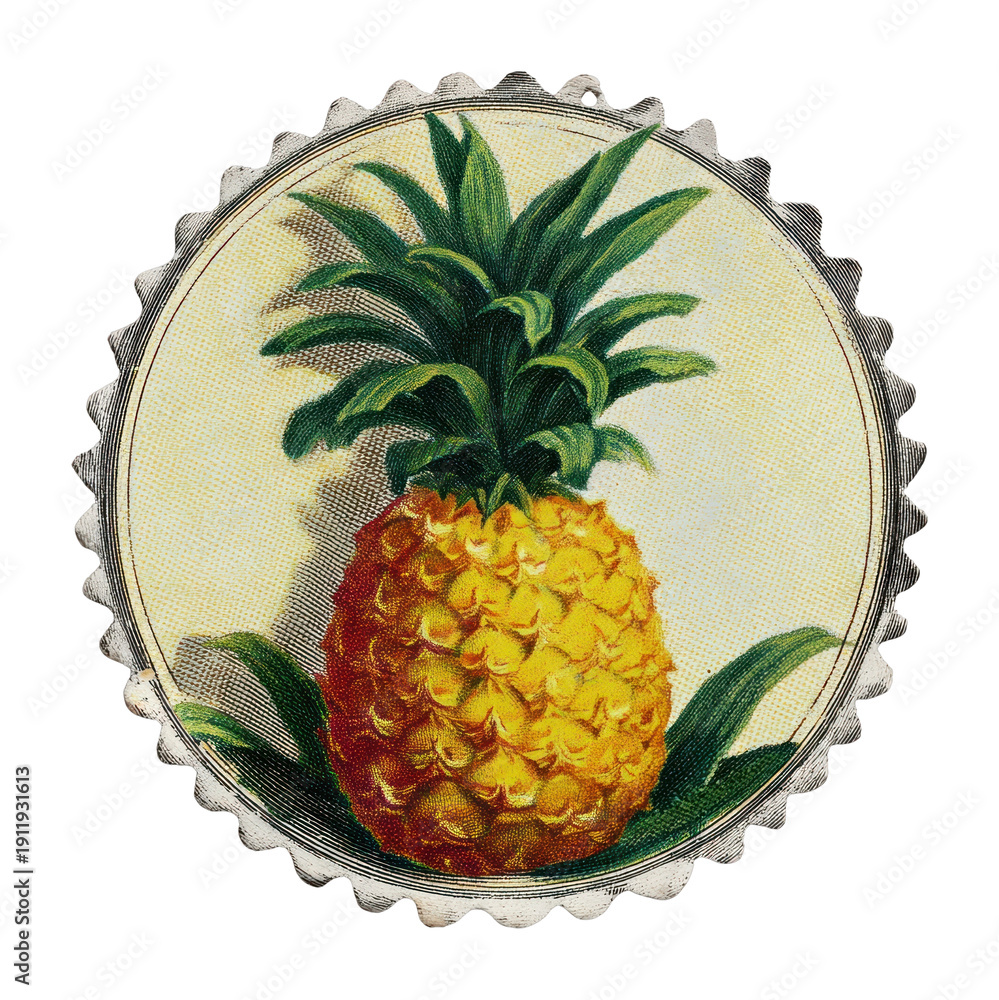 Obraz premium PNG Vintage pineapple illustration on paper.