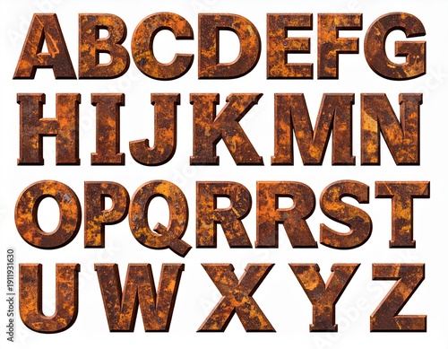 Rusty Metal Alphabet Letters A to Z.