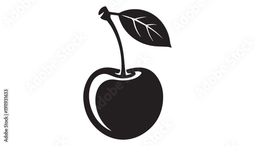 black color cherry fruits of silhouette vector illustration, solid white background