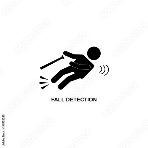 Elderly fall detection vector icon medical alert safety monitoring illustration design