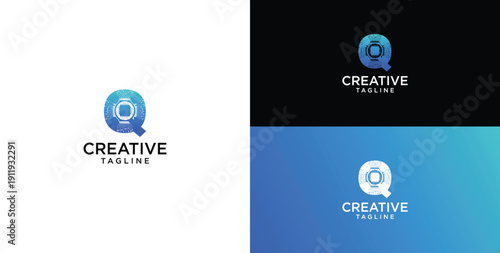 Digital technology logo icon vector. Q initial letter logo design.