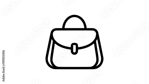 Handbag purse icon in black outline style