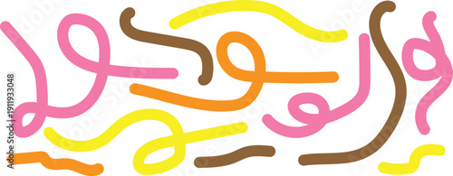 Vibrant colorful squiggles and swirls on a white background