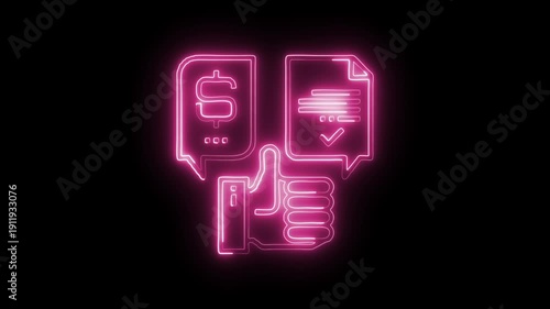 Glowing Neon Loan Icon Isolated on Black Background. HD Video Motion Graphic Animation