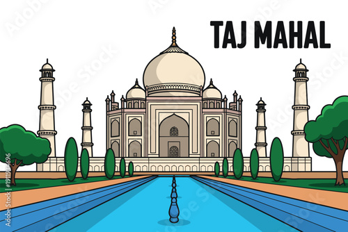 The majestic Taj Mahal stands tall with its beautiful architecture and serene surroundings