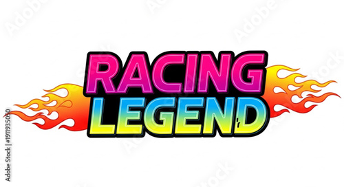 Racing Legend Text with Flames.