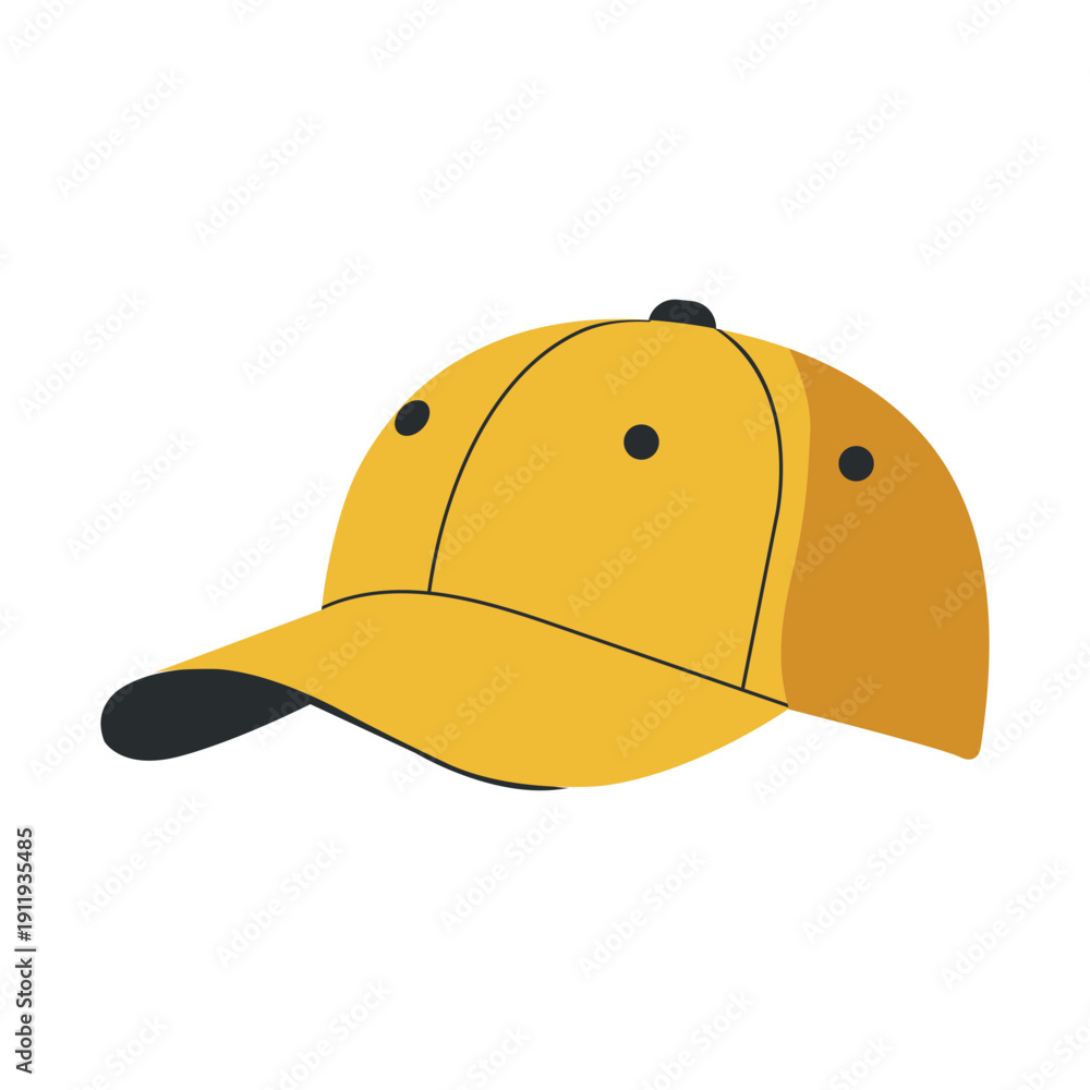Fototapeta premium Yellow baseball cap with black accents and ventilation holes