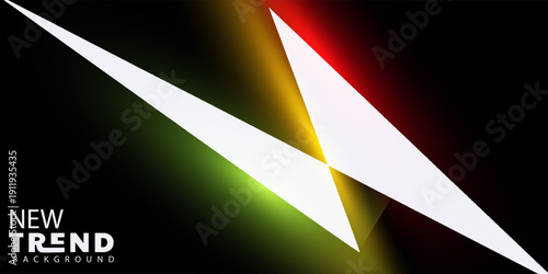 Abstract new trend background with white shapes and colorful lights