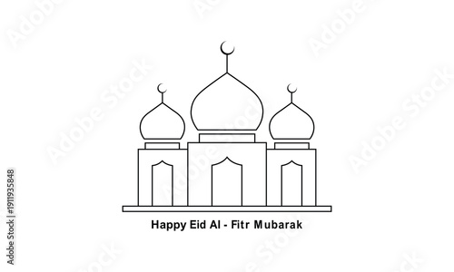Eid al Fitr Mubarak mosque illustration