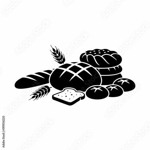 vector silhouette of bread with a white background