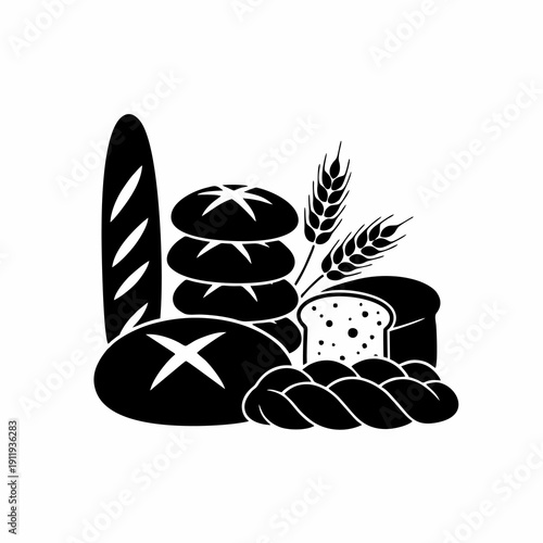 vector silhouette of bread with a white background