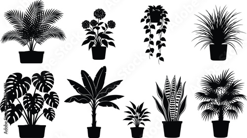 Set of office stationery icons featuring a stapler, pen holder with pencils, spiral notebook, and desk lamp in flat black style for workspace design.V