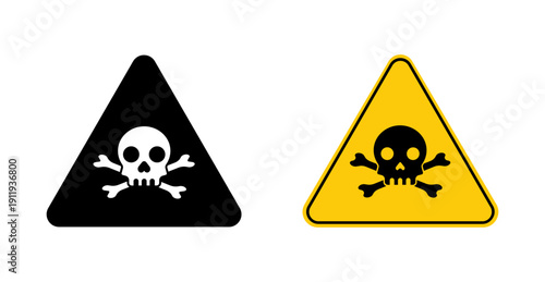 Toxic Poison Warning Skull and Crossbones Line Icon