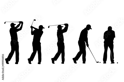 vector silhouettes of golf player