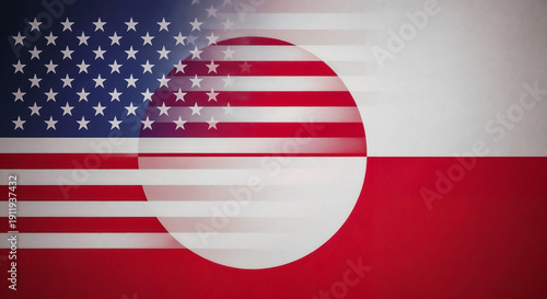 USA flag absorbing Greenland flag symbolizing territorial takeover