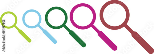 An isolated magnifying glass with a black handle and optical lens serves as a professional zoom tool or discovery icon for searching and finding objects on a white background