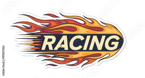 Racing Logo with Flames Design.