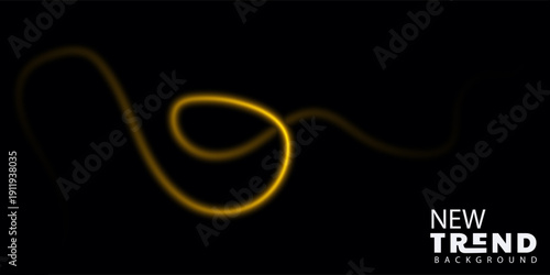 Yellow glowing wave on a black background for design