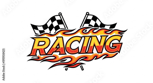 Racing Logo with Checkered Flags.