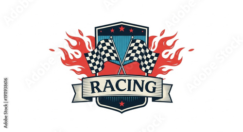 Racing Logo with Checkered Flags.