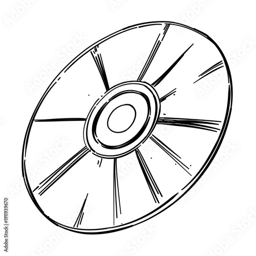 compact disc dvd vector line art hand drawn illustration